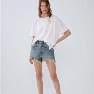 Distressed Blue Jean Shorts